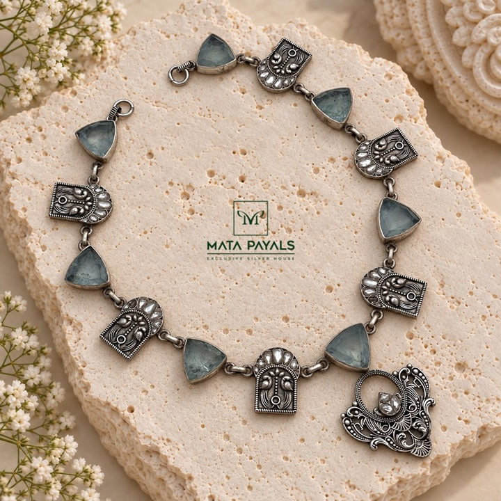 Oxidised Rajwadi Precious Necklace