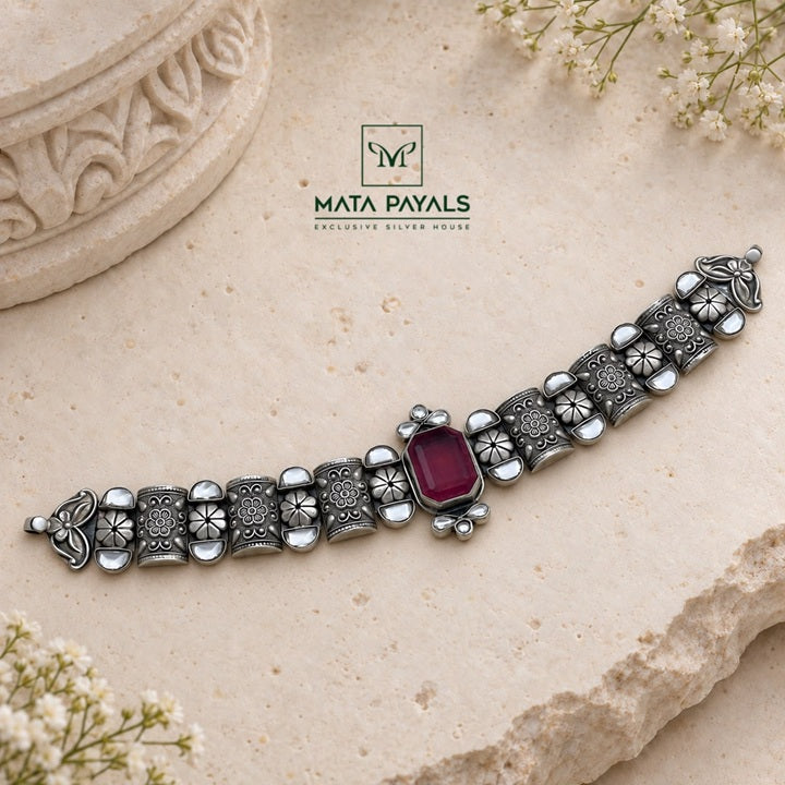 Breathtaking Oxidised Floral Choker