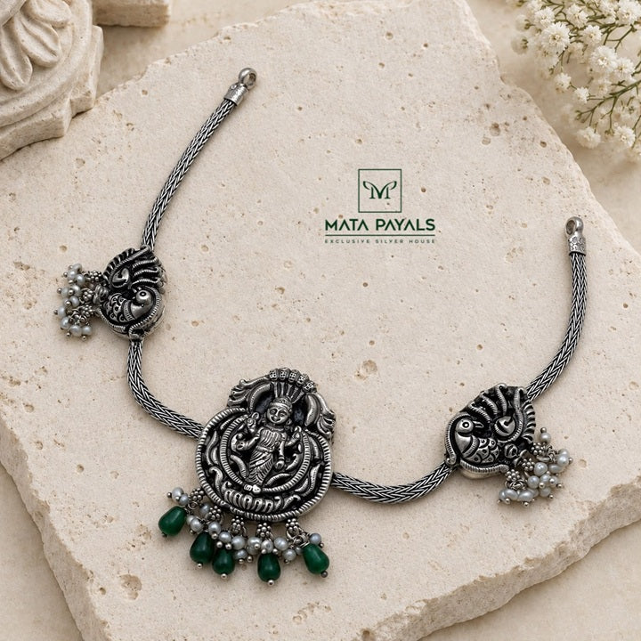Oxidised Nakshi Devi Lakshmi Peacock Choker