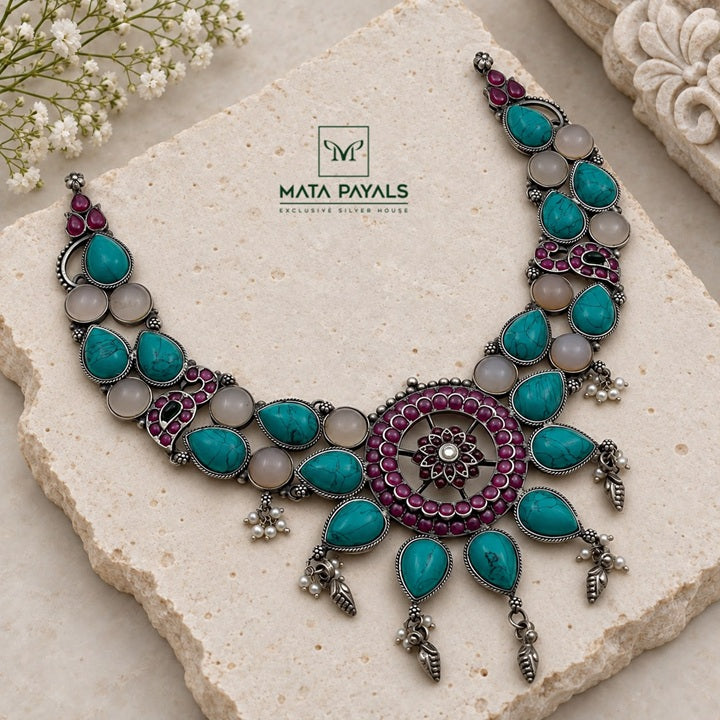 Oxidised Turquoise Necklace