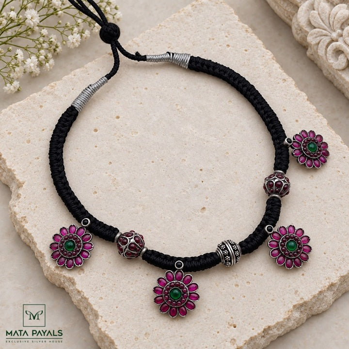 Mandala Beaded Oxidised Thread Necklace