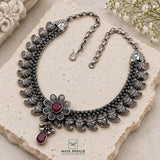 Well Crafted Floral Oxidised Necklace