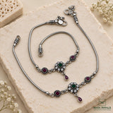 Floral Cut Stone Anklet