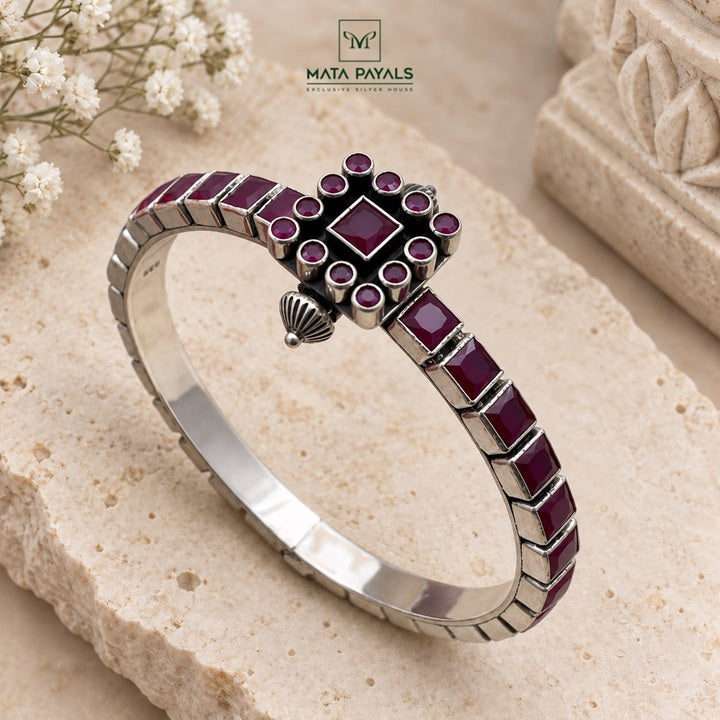 Dark Pink Cut Stone Kada