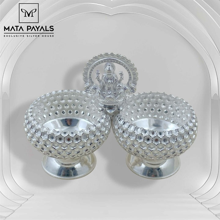 Silver Gaja Lakshmi Kum Kum Bowl