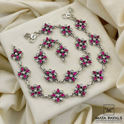 Impressive Silver Kundan Anklet