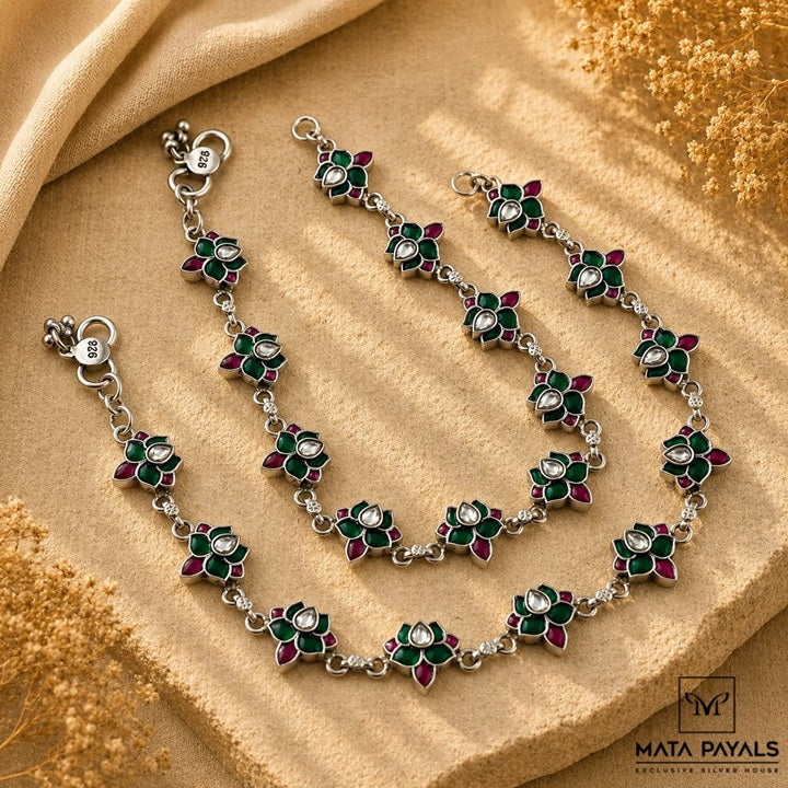 Colourful Kundan Anklet