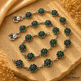 Green Floral Kundan anklet