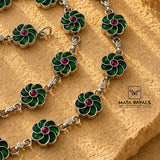 Green Floral Kundan anklet