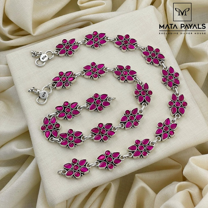 Elegant Pink Kundan Anklet