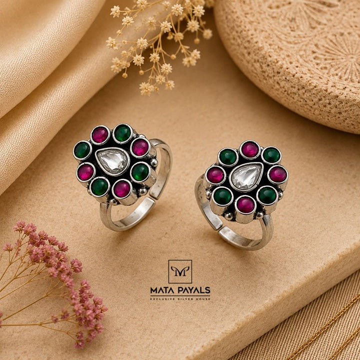 Colorful Kundan Toe Ring