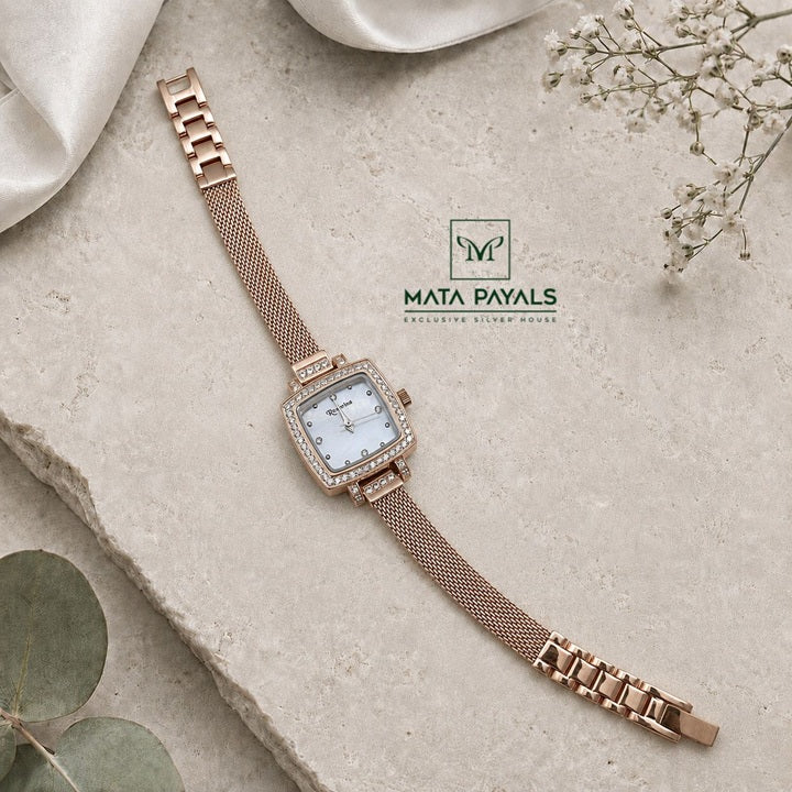Rose Gold Silver Watch