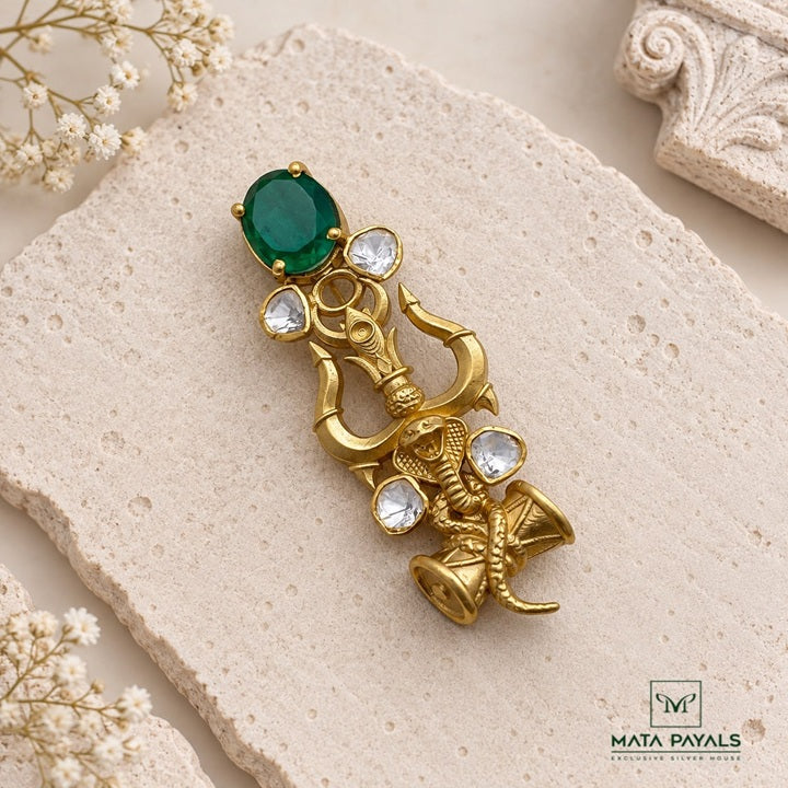 Gold Polish Trisula Brooch