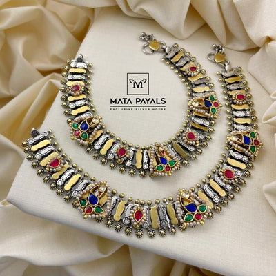 Dual Tone Kundan Anklet