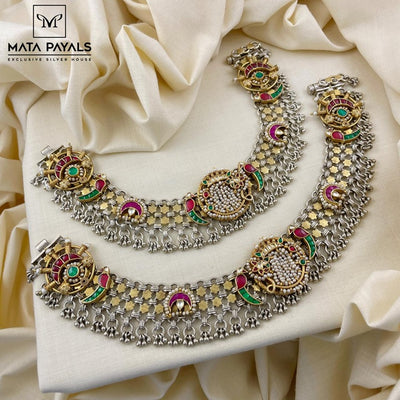 Luxurious Dual Tone Kundan Anklet