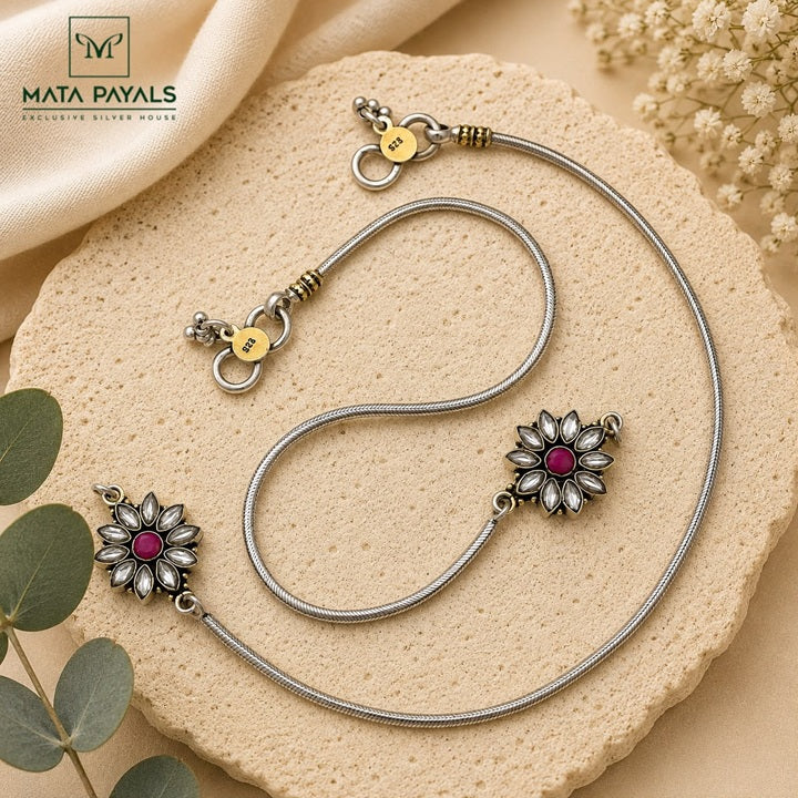 Floral Dual Tone Anklet