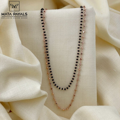Rose Gold And Black Beads Mangalsutra