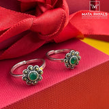Floral Small Green Toe Ring