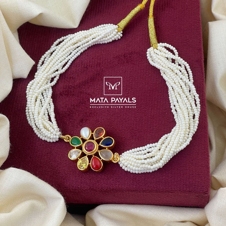 Gold Polish Navarathna Choker