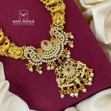 Attractive Gold Polish Cut Stone Long Hara