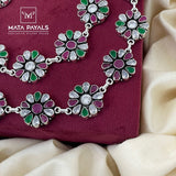 Heavy Floral Cut Stone Anklet