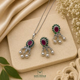 Attractive Cut Stone Pendant Set