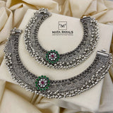 Heritage Oxidised Cut Stone Anklet