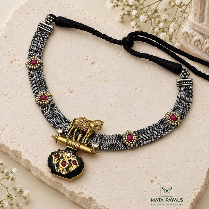 Dual Tone Horse Necklace