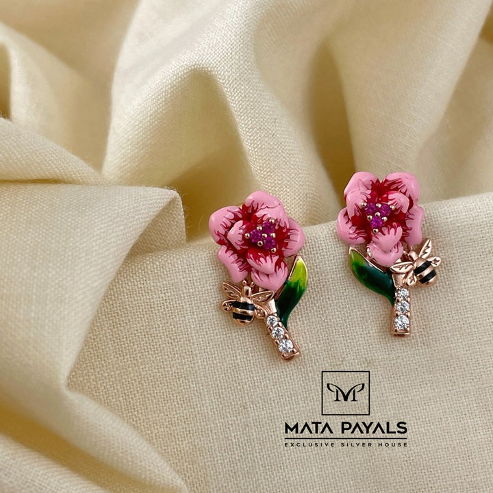 Cute Rosey Enamel Stud