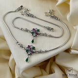 Floral Oxidised Anklet