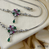 Floral Oxidised Anklet