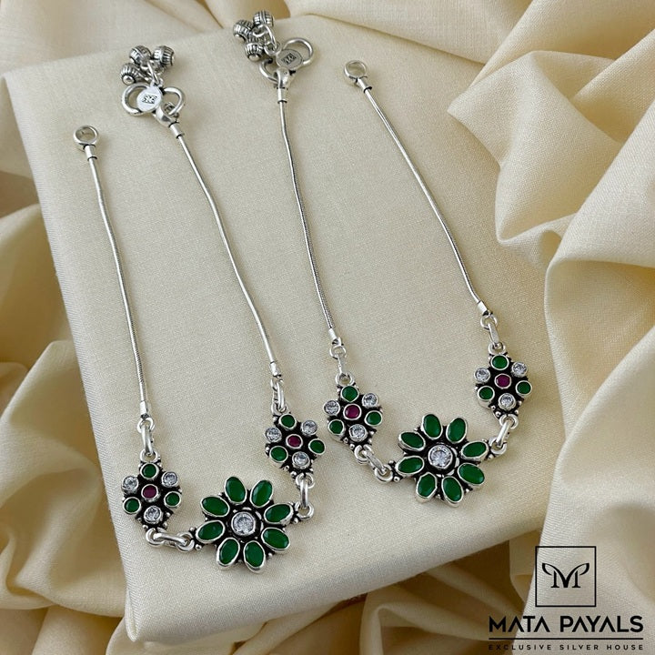 Dual Tone Silver Anklet