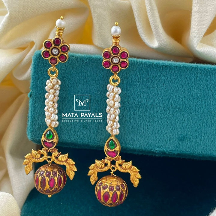 Unique Floral Kundan Chandbali