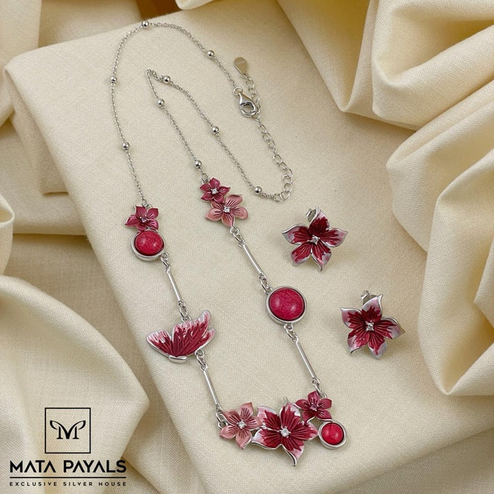 Floral Rhodium Necklace
