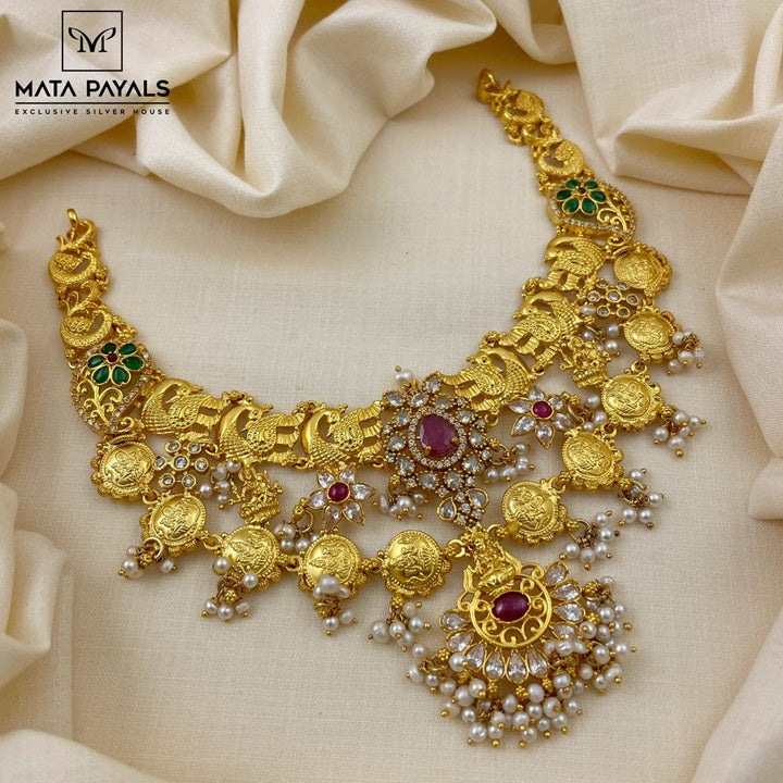 Gold Plated Lakshmi Coin Necklace