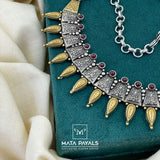 Dual Tone Temple Necklace