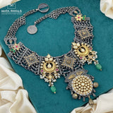 Fascinating Mandala Two Tone Oxidised Necklace