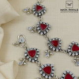 Red & White Oxidised Anklet