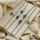 Oxidised Cut Stone Anklet
