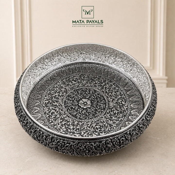 Elegant Silver Aarthi Plate