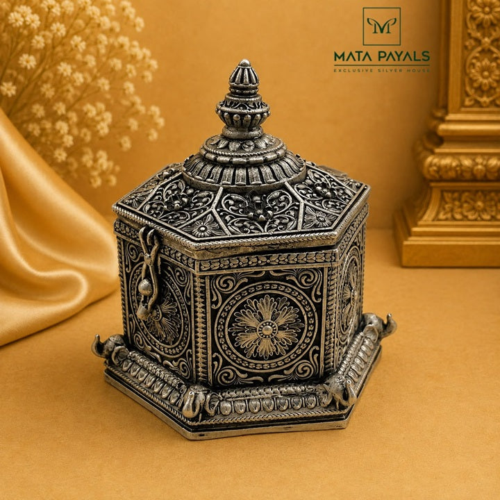 Traditional Oxidised Kum Kum Box