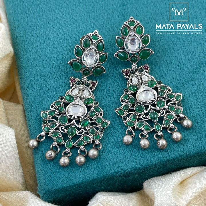 Majestic Green Peacock Duo Earing