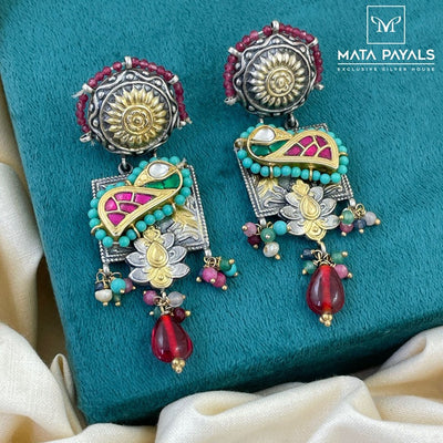 Dual Tone Kundan Earring