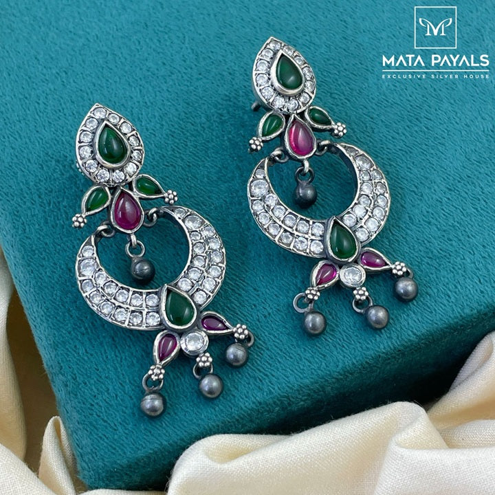 Glittery Stone Oxidised Chandbali