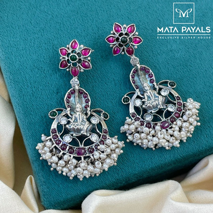 Adi Lakshmi Floral Oxidised Earing