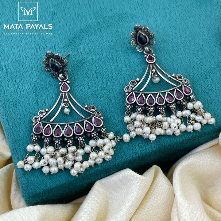 Magnificent Oxidised Silver Chandbali