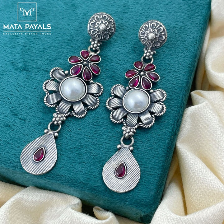 Flawless Floral Oxidised Chandbali