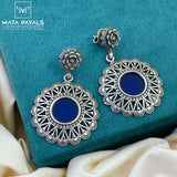Tiny Floral Drop Oxidised Earring