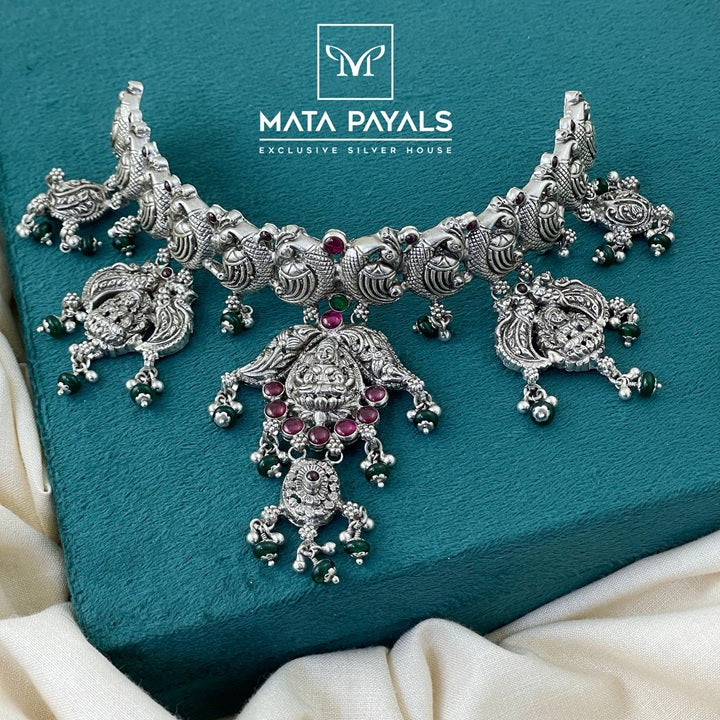 Heritage Oxidised Lakshmi Choker