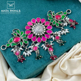 Attractive Floral Silver Oxidised Necklace